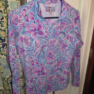 IBKUL LAVENDER/BLUE/PINK LONG SLEEVE SHIRT SIZE S
